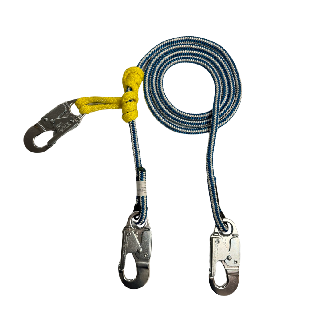 Arbo Space Arbor Flex 16 Strand 1/2" 2 in 1 Lanyard with 2 x Aluminum Body Steel Gate Double Action Snap Hook and a Prusik w/ Ansi Snap Hook 12'