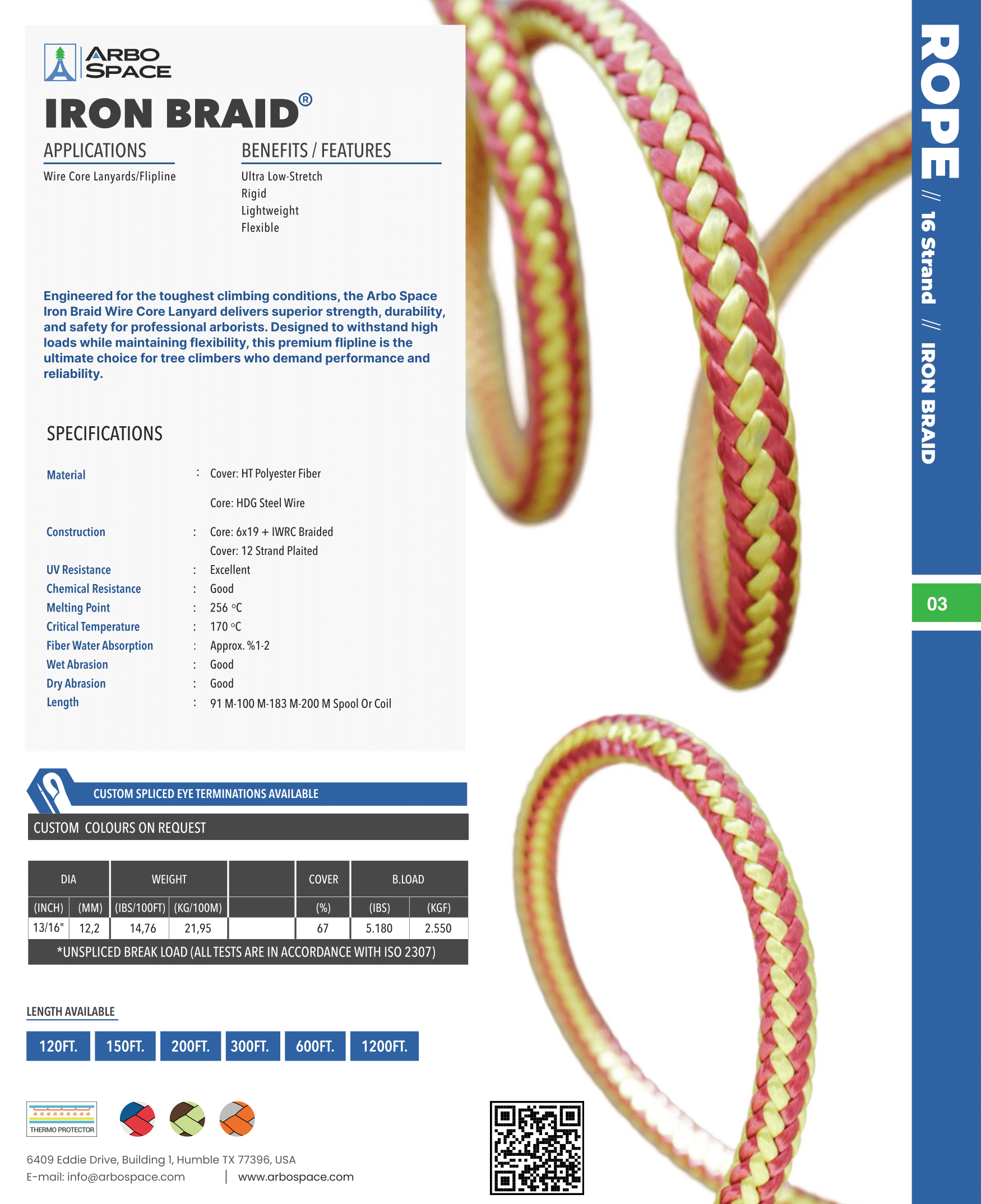 Iron Braid Wire Core Flipline w/ ISC Swivel Double Action Snap & Notch Glide Rope Grab