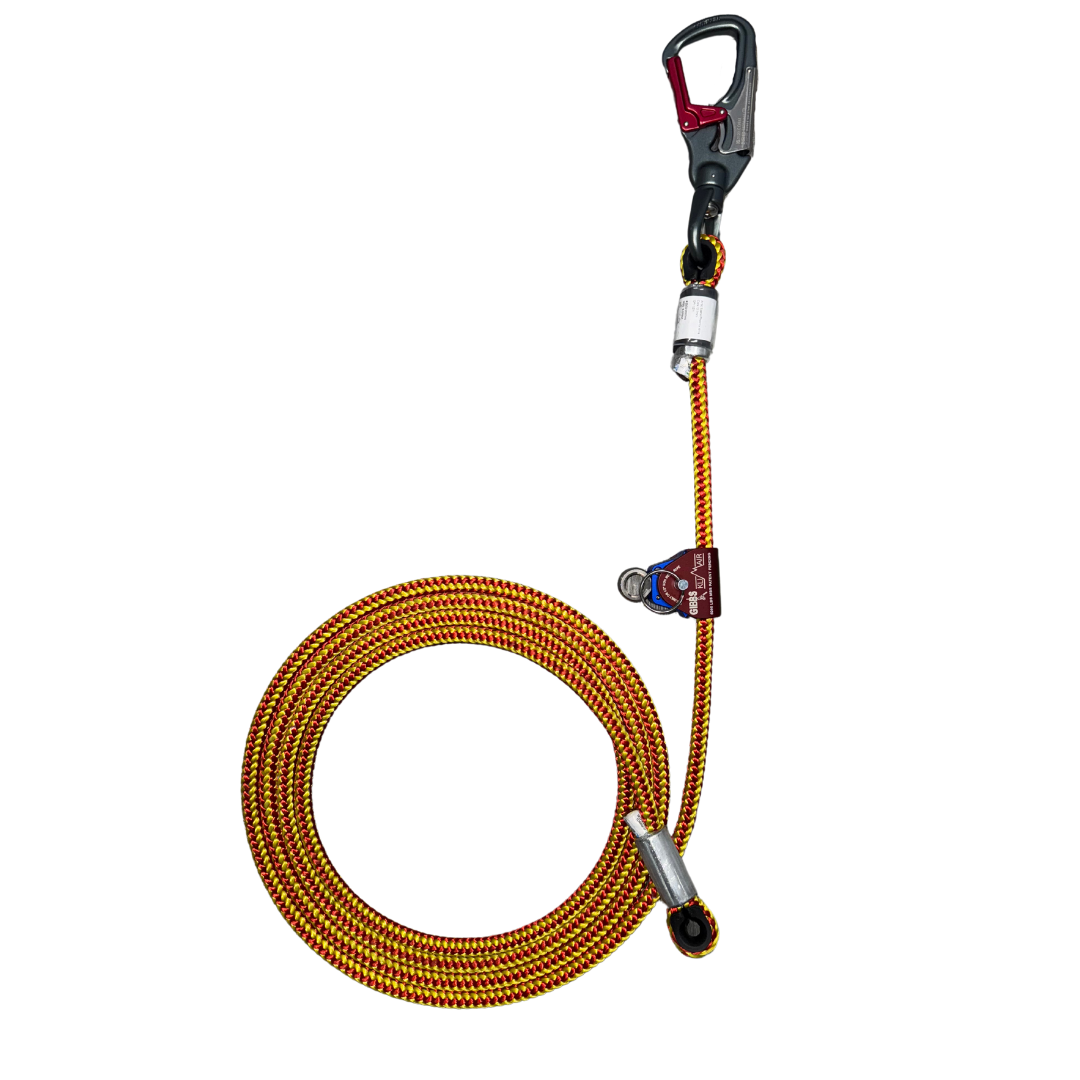 Arbo Space Iron Braid Wire Core Flipline – 12' with Gibbs Klimair Rope Grab & ISC Double Action Swivel Snaphook